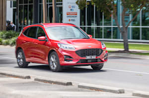 Wheels Reviews 2021 Ford Escape ST Line FWD Rapid Red Australia Dynamic Front Road 2 M Williams