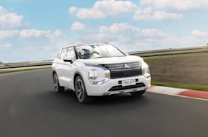 Wheels Reviews 2022 Mitsubishi Outlander PHEV Exceed White Australia Dynamic Front 04